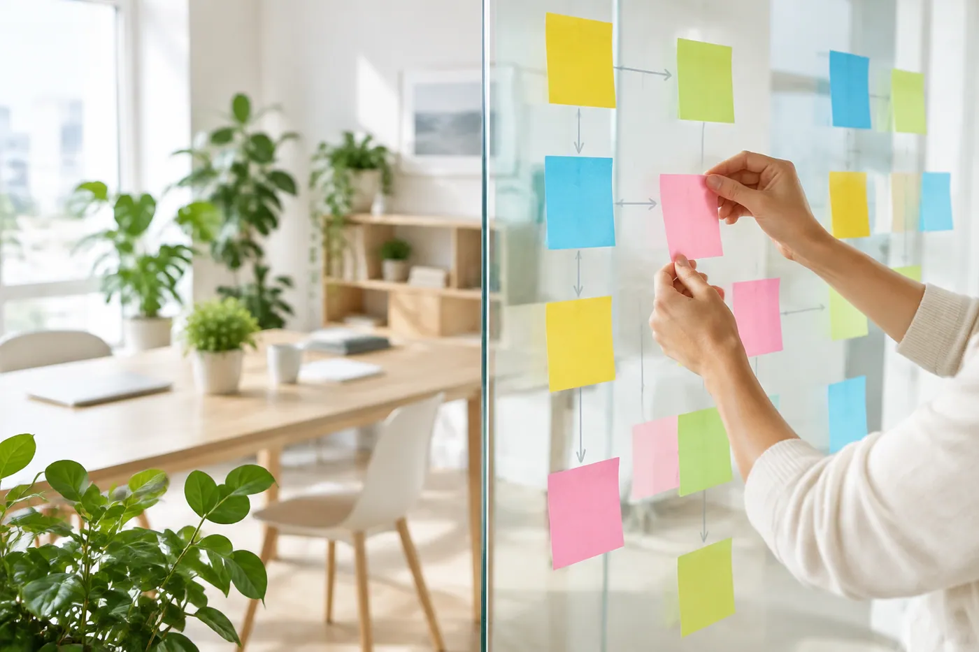 Planejamento do projeto em post-its